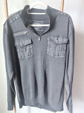 Buckle Black No 48 Men's XL Moto Quarter Zip Sweater